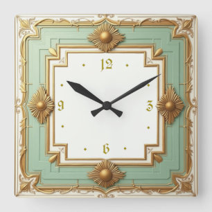 Art Deco Quadratische Wanduhr
