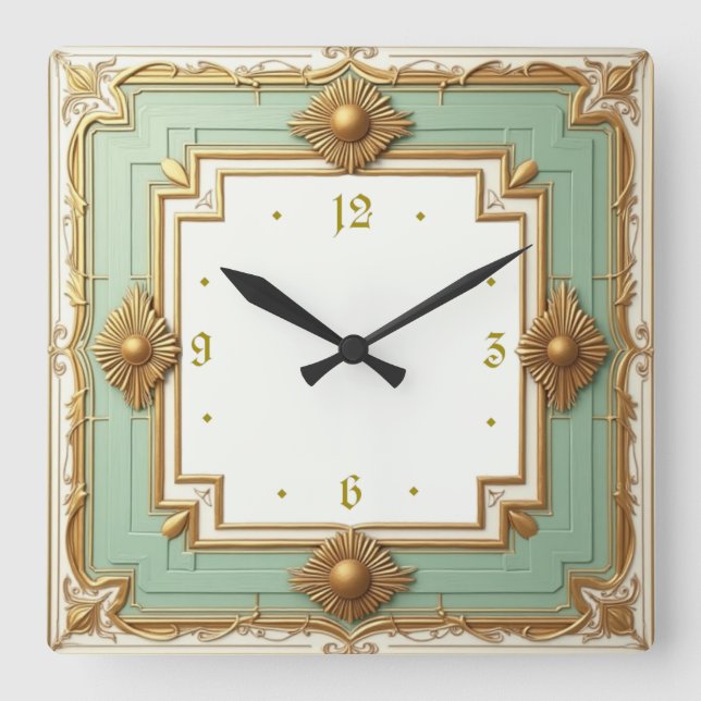 Art Deco Quadratische Wanduhr (Vorderseite)