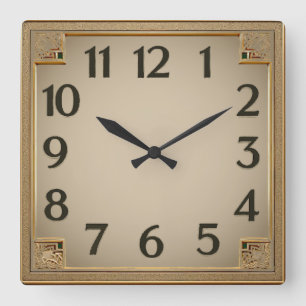 Art Deco Quadratische Wanduhr