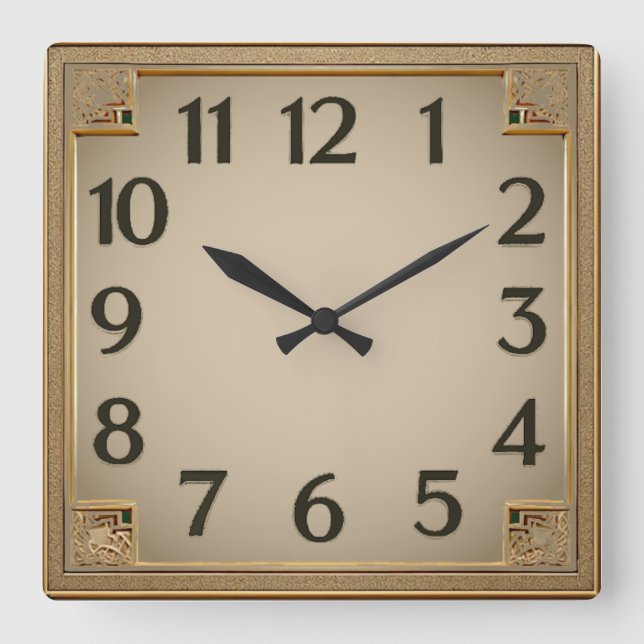 Art Deco Quadratische Wanduhr (Vorderseite)