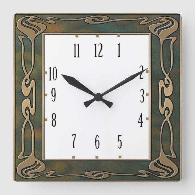 Art Deco Quadratische Wanduhr (Vorderseite)