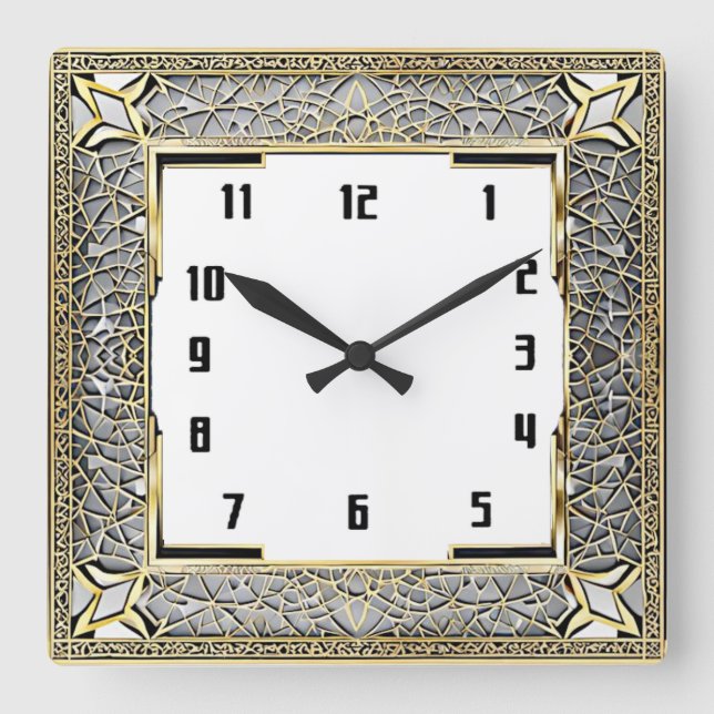 Art Deco Quadratische Wanduhr (Vorderseite)