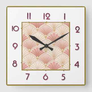 Art Deco Quadratische Wanduhr