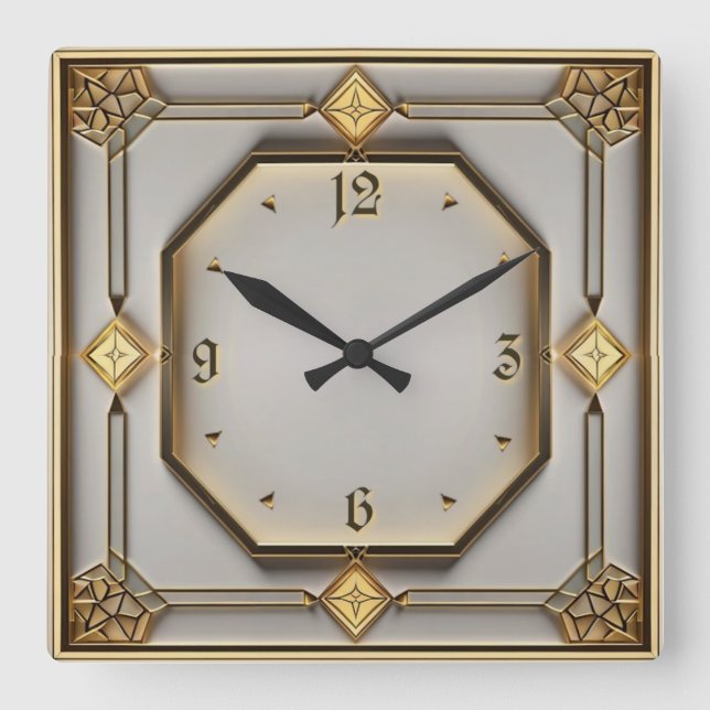 Art Deco Quadratische Wanduhr (Vorderseite)