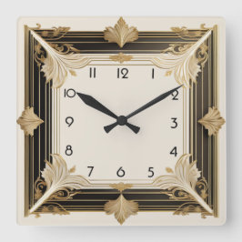 Art Deco Quadratische Wanduhr