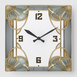 Art Deco Quadratische Wanduhr