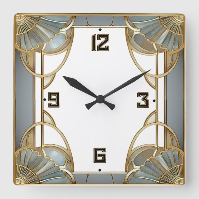 Art Deco Quadratische Wanduhr (Vorderseite)