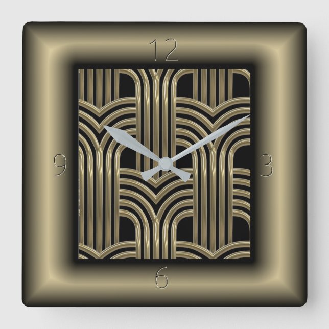 Art Deco Quadratische Wanduhr (Vorderseite)