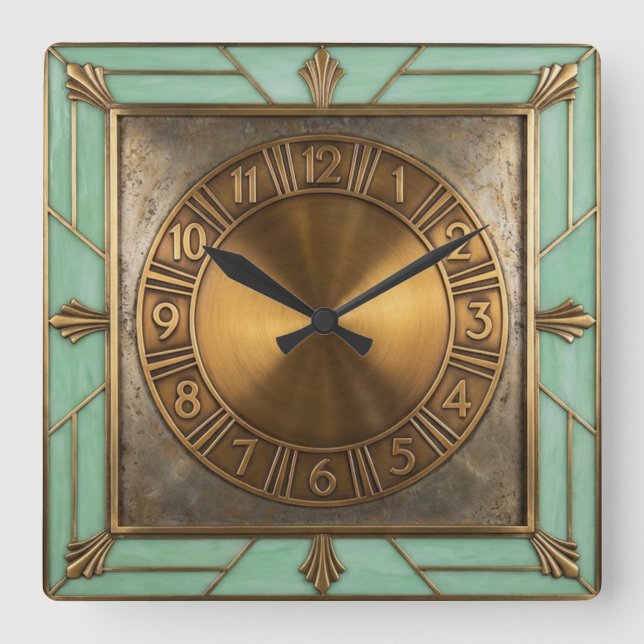 Art Deco Quadratische Wanduhr (Vorderseite)