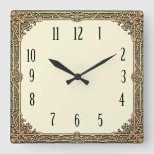 Art Deco Quadratische Wanduhr