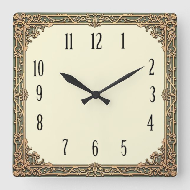 Art Deco  Quadratische Wanduhr (Vorderseite)