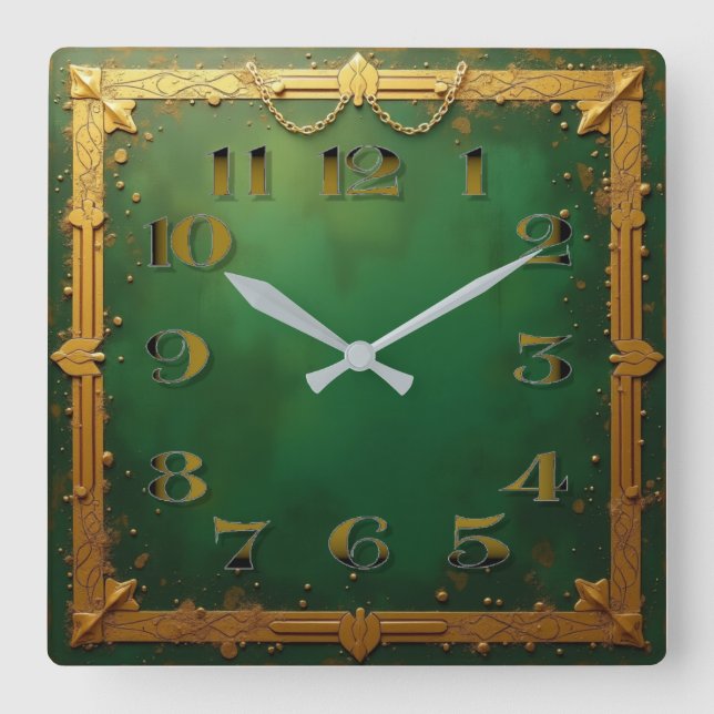 Art Deco Quadratische Wanduhr (Vorderseite)