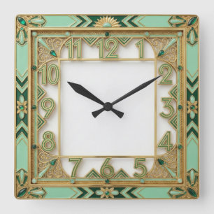 Art Deco Quadratische Wanduhr