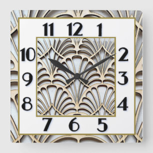 Art Deco Quadratische Wanduhr