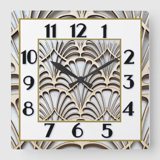 Art Deco Quadratische Wanduhr (Vorderseite)