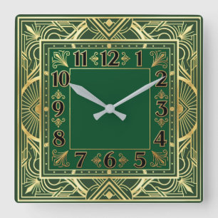 Art Deco Quadratische Wanduhr