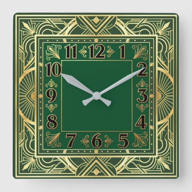 Art Deco Quadratische Wanduhr (Vorderseite)