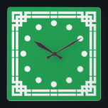 Art Deco Quadratische Wanduhr<br><div class="desc">Uhr im Art-Déco-Stil. Die Hintergrundfarbe kann geändert werden.</div>