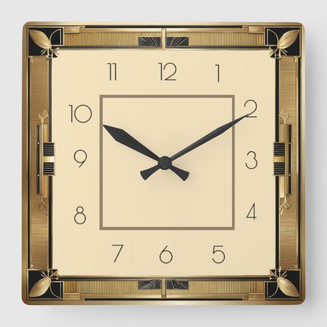 Art Deco Quadratische Wanduhr (Vorderseite)
