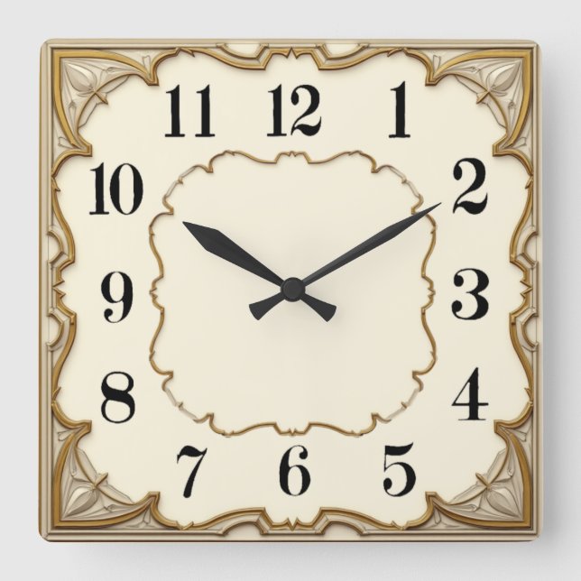Art Deco Quadratische Wanduhr (Vorderseite)