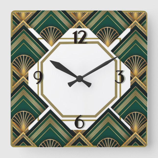 Art Deco Quadratische Wanduhr (Vorderseite)