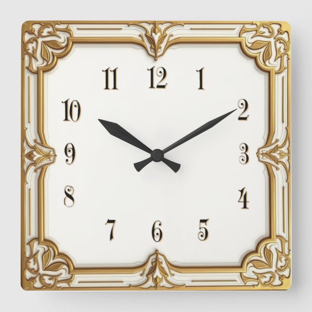 Art Deco Quadratische Wanduhr (Vorderseite)