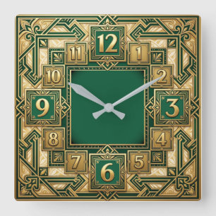 Art Deco Quadratische Wanduhr