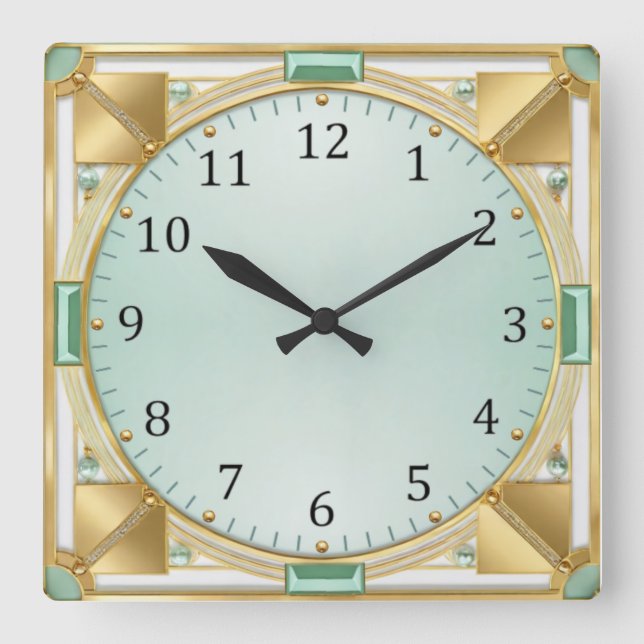 Art Deco Quadratische Wanduhr (Vorderseite)