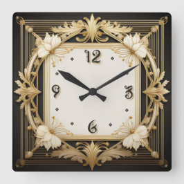 Art Deco Quadratische Wanduhr