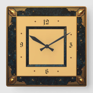 Art Déco Quadratische Wanduhr