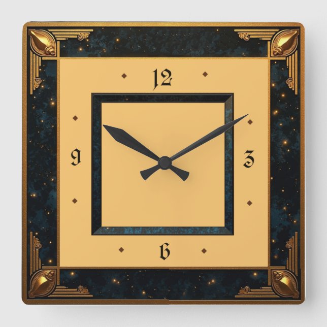Art Déco Quadratische Wanduhr (Vorderseite)