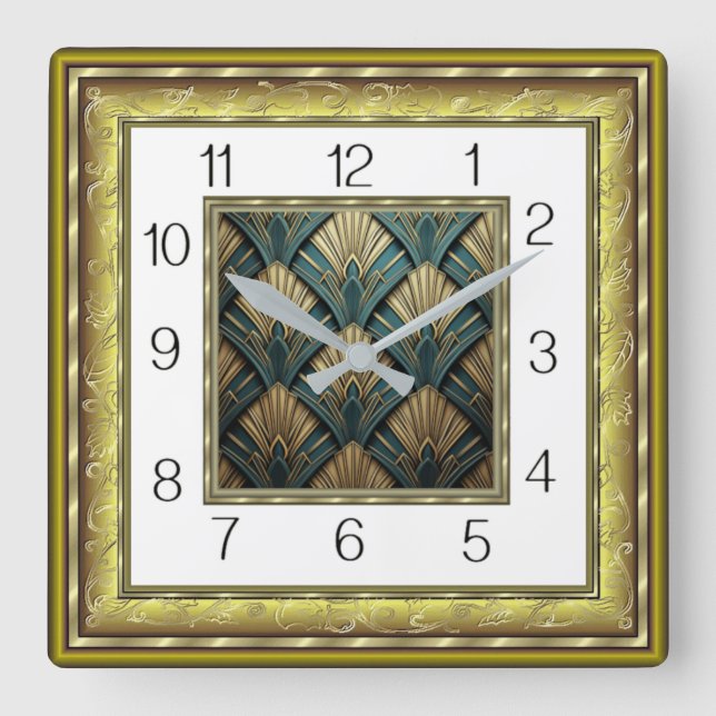 Art Deco Quadratische Wanduhr (Vorderseite)