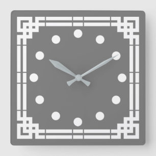 Art Deco Quadratische Wanduhr