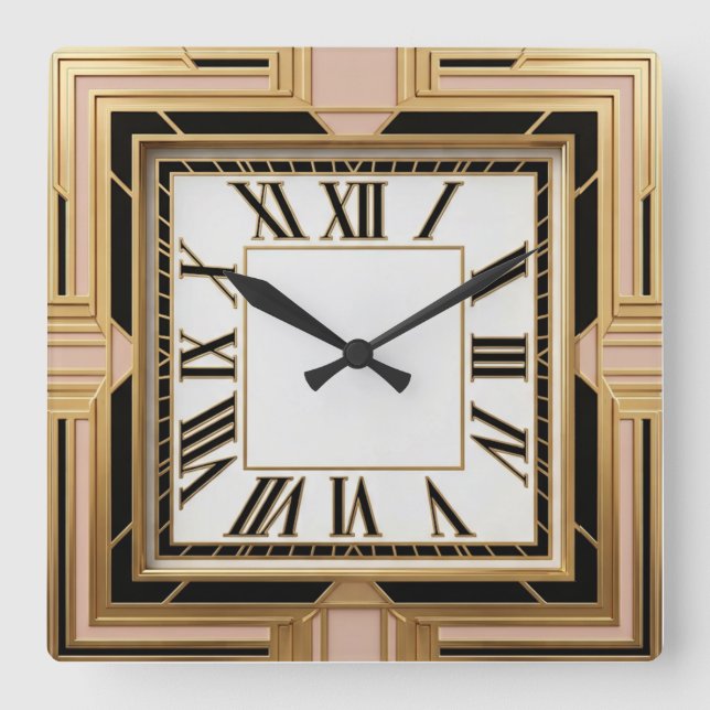 Art Deco Quadratische Wanduhr (Vorderseite)