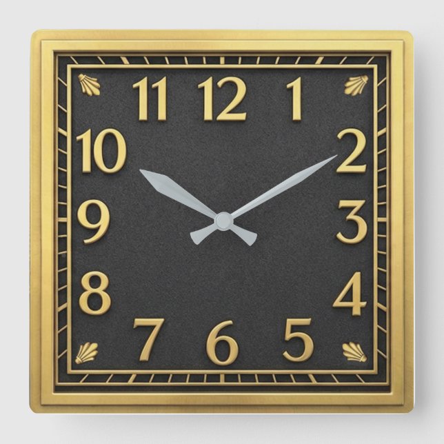 Art Deco Quadratische Wanduhr (Vorderseite)