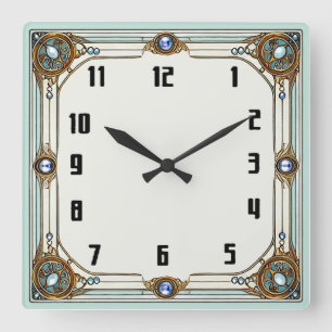 Art Deco Quadratische Wanduhr