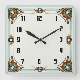 Art Deco Quadratische Wanduhr