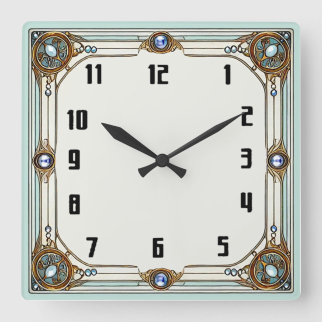 Art Deco Quadratische Wanduhr (Vorderseite)