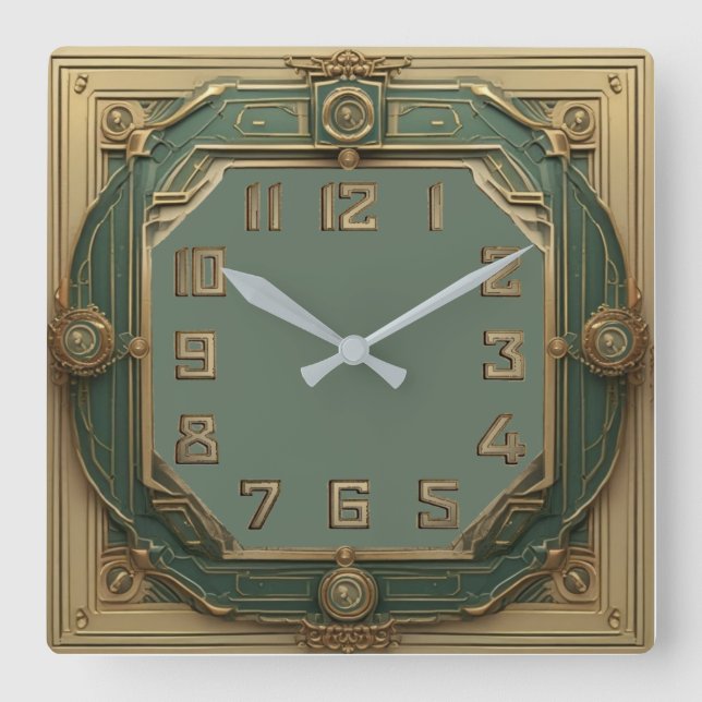 Art Deco Quadratische Wanduhr (Vorderseite)