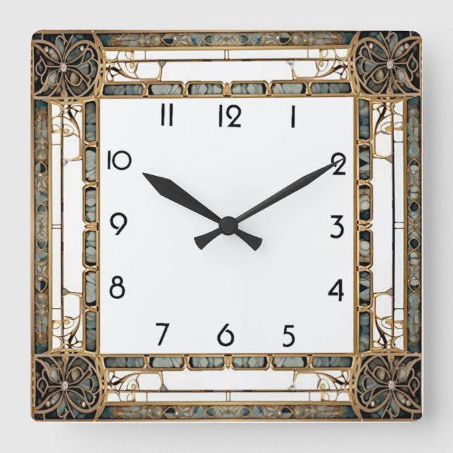 Art Deco Quadratische Wanduhr (Vorderseite)