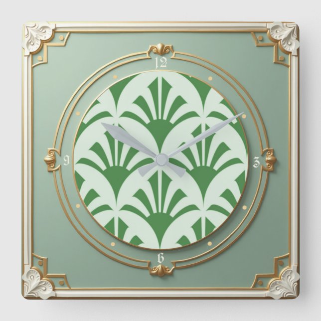 Art Deco Quadratische Wanduhr (Vorderseite)
