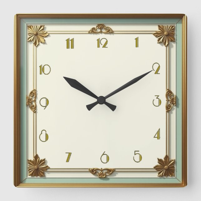 Art Deco Quadratische Wanduhr (Vorderseite)