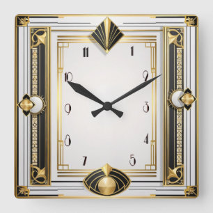 Art Deco Quadratische Wanduhr