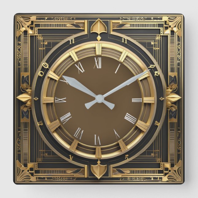 Art Deco Quadratische Wanduhr (Vorderseite)