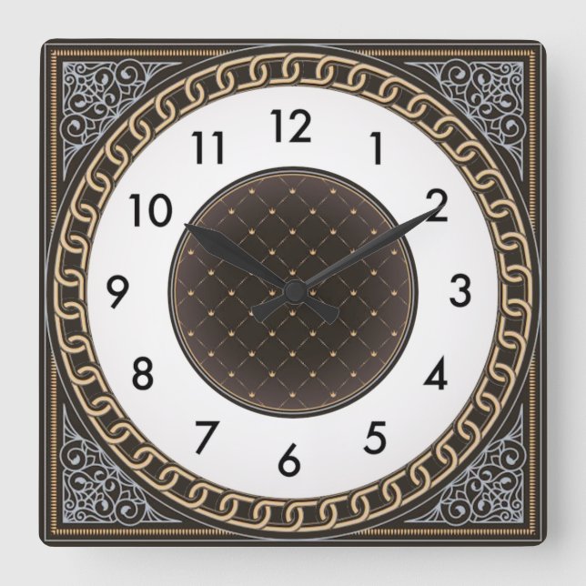 Art Deco Quadratische Wanduhr (Vorderseite)