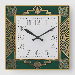 Art Deco Quadratische Wanduhr