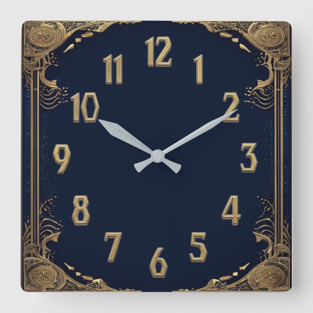 Art Deco Quadratische Wanduhr (Vorderseite)