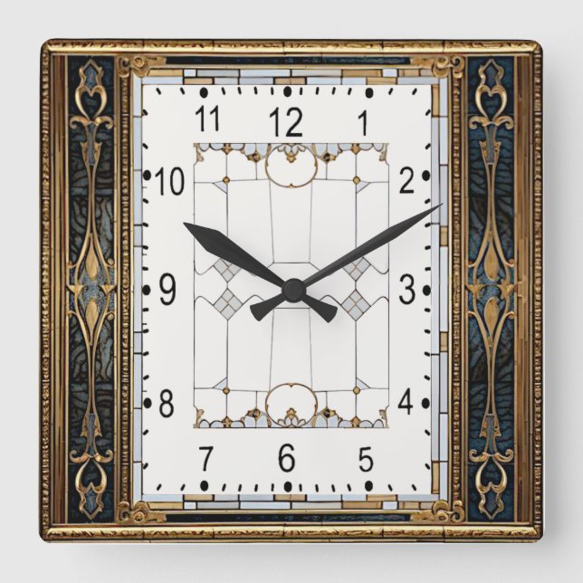 Art Deco Quadratische Wanduhr (Vorderseite)
