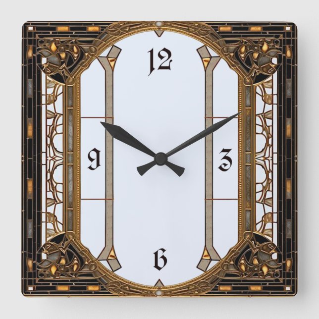 Art Deco Quadratische Wanduhr (Vorderseite)