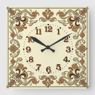 Art Deco Quadratische Wanduhr
